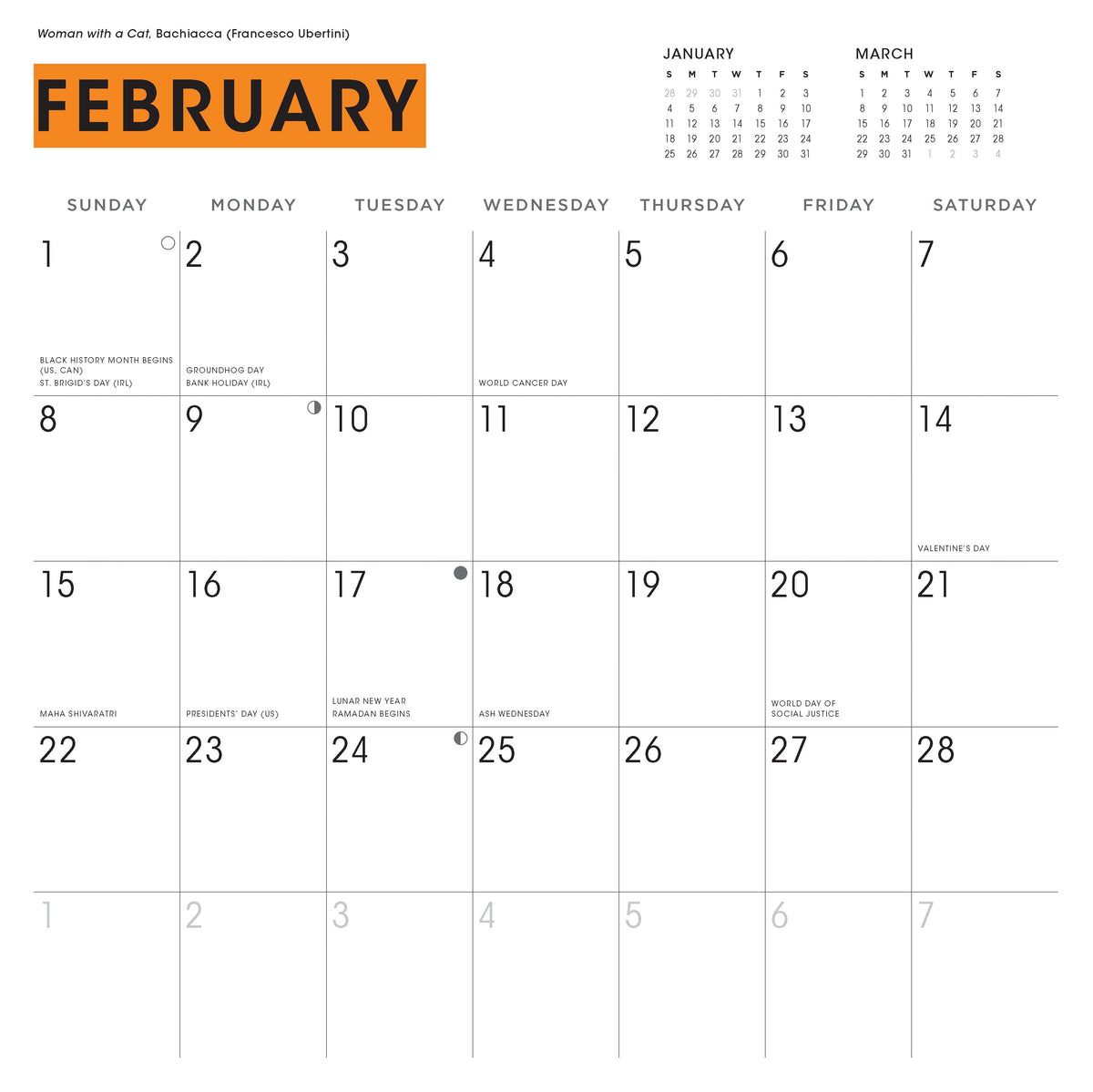 Cat People to Judge in Art and Life 2026 Wall Calendar