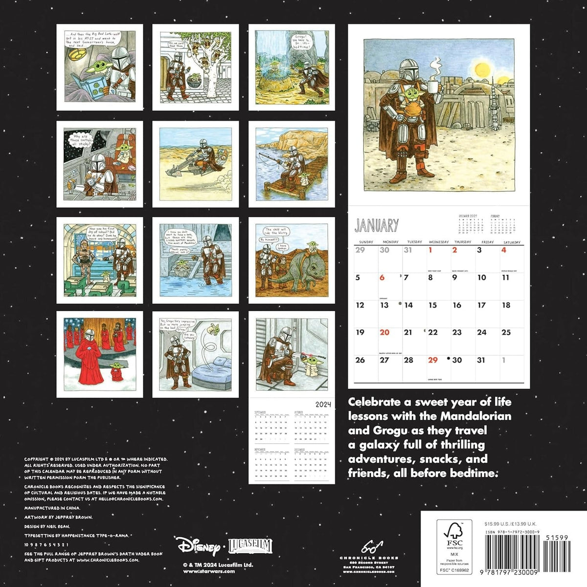 Star Wars The Mandalorian and Child 2025 Wall Calendar
