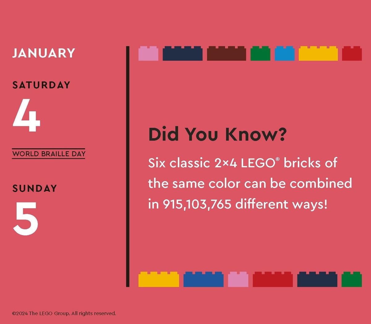 LEGO Fun Every Day 2025 Daily Calendar