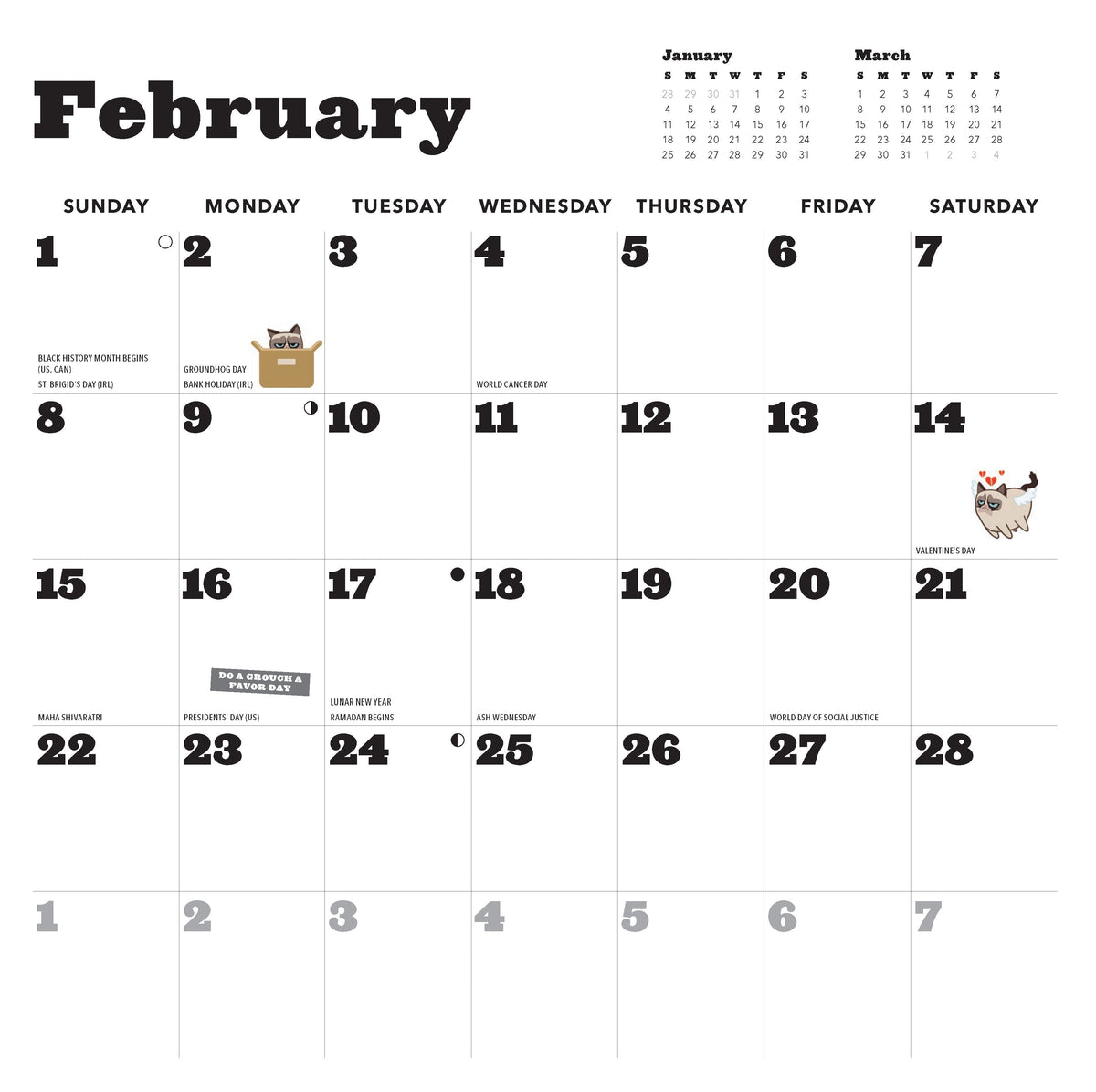 Grumpy Cat 2026 Wall Calendar